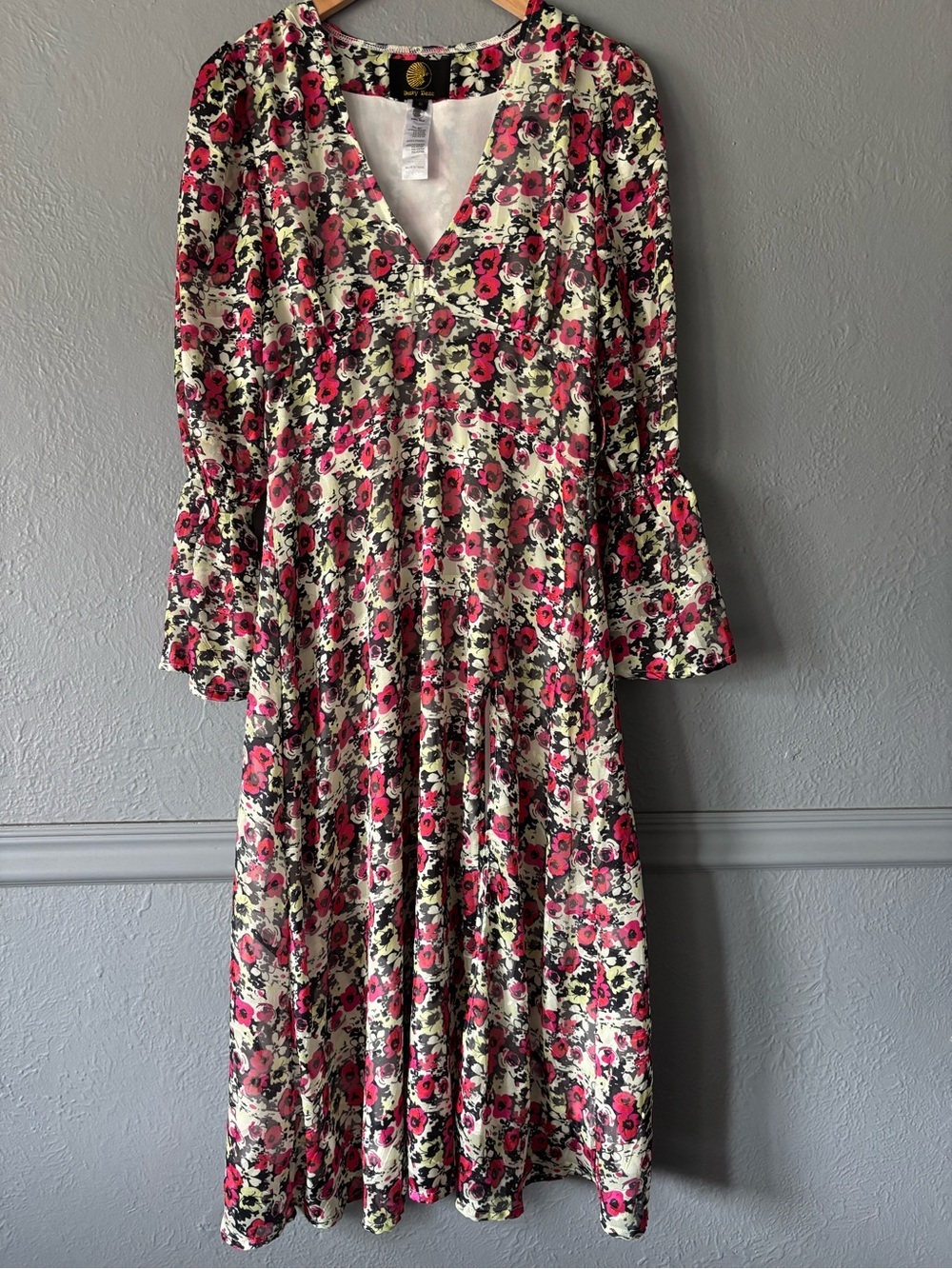 Dusty Daze Floral Maxi Dress Small Boho Romantic Cottagecore Long Sleeve